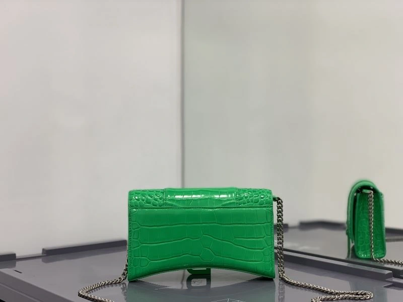 QuickDry Balenciaga Electric Green Crocodile Hourglass Chain Bag 72657