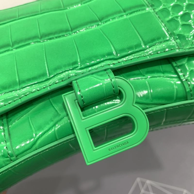 QuickDry Balenciaga Electric Green Crocodile Hourglass Chain Bag 72657