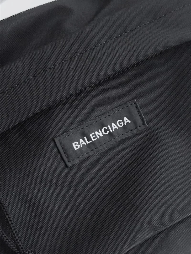 Balenciaga Explorer Black Nylon Shoulder Bag with Logo Patch Colorful 38237