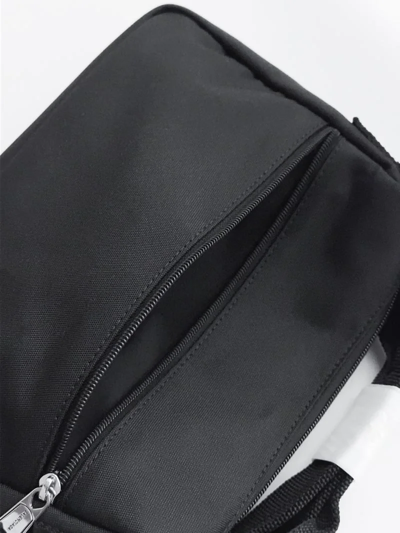 Balenciaga Explorer Black Nylon Shoulder Bag with Logo Patch Colorful 38237