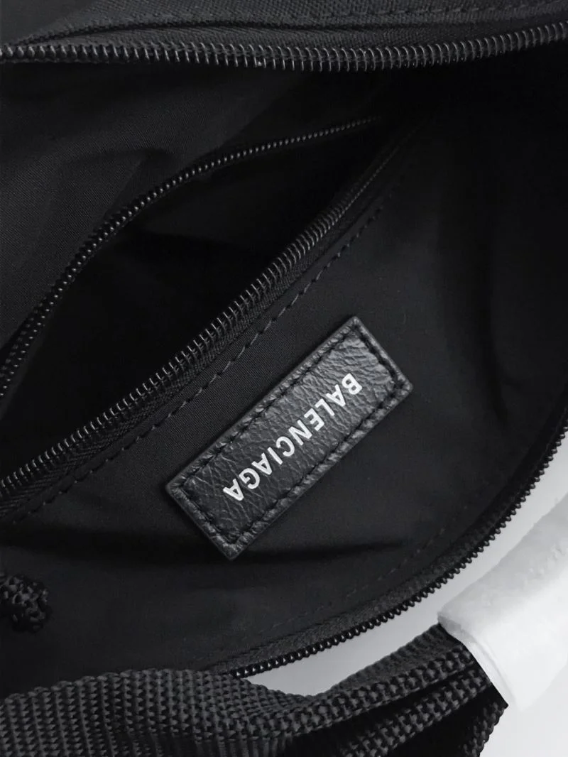 Balenciaga Explorer Black Nylon Shoulder Bag with Logo Patch Colorful 38237