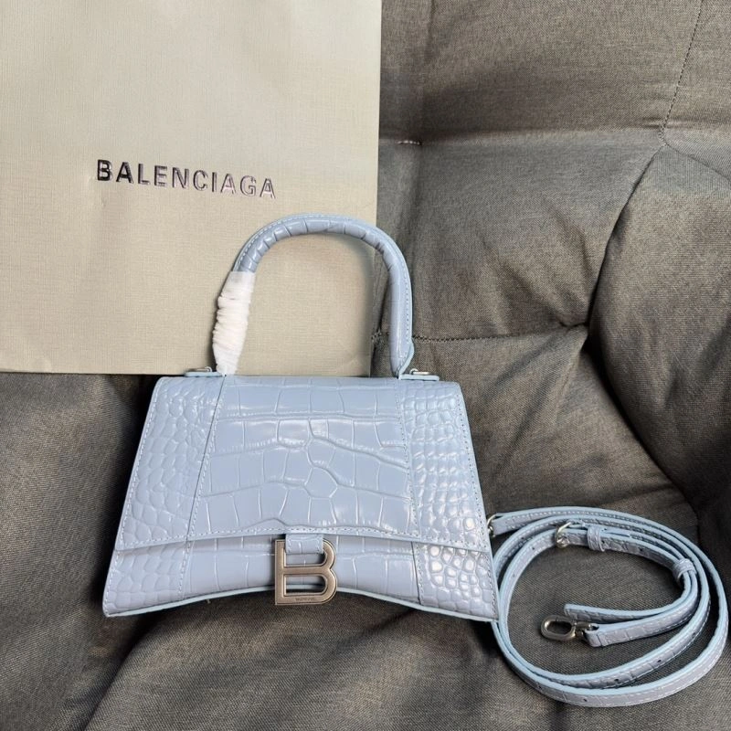 MoistureWicking Balenciaga Fog Blue Crocodile Hourglass Bag with Silver Buckle 70048