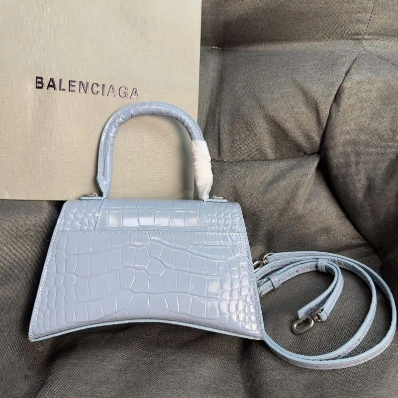 MoistureWicking Balenciaga Fog Blue Crocodile Hourglass Bag with Silver Buckle 70048