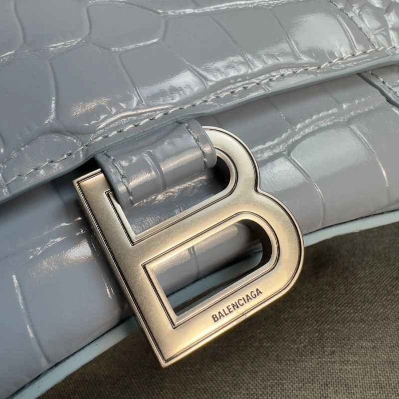 MoistureWicking Balenciaga Fog Blue Crocodile Hourglass Bag with Silver Buckle 70048