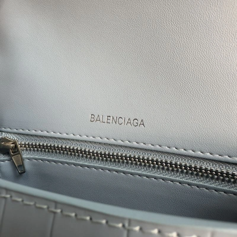 MoistureWicking Balenciaga Fog Blue Crocodile Hourglass Bag with Silver Buckle 70048