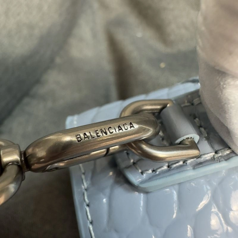 MoistureWicking Balenciaga Fog Blue Crocodile Hourglass Bag with Silver Buckle 70048
