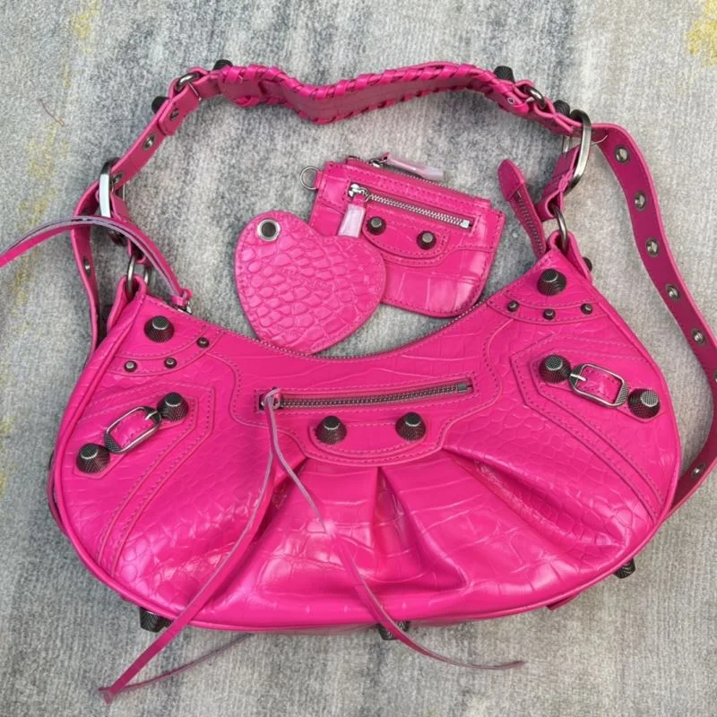 Balenciaga Fuchsia CrocodileBalenciaga Le Cagole Half Moon Bag Bold 38374