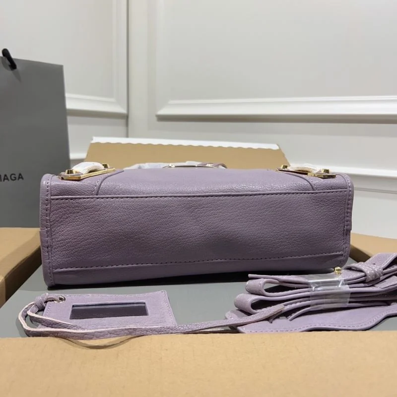 Balenciaga Goat Leather Motorcycle Bag - Purple Gold Buckle Functional 38313