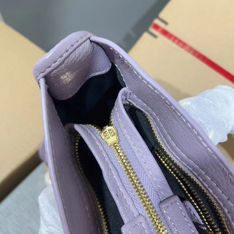 Balenciaga Goat Leather Motorcycle Bag - Purple Gold Buckle Functional 38313