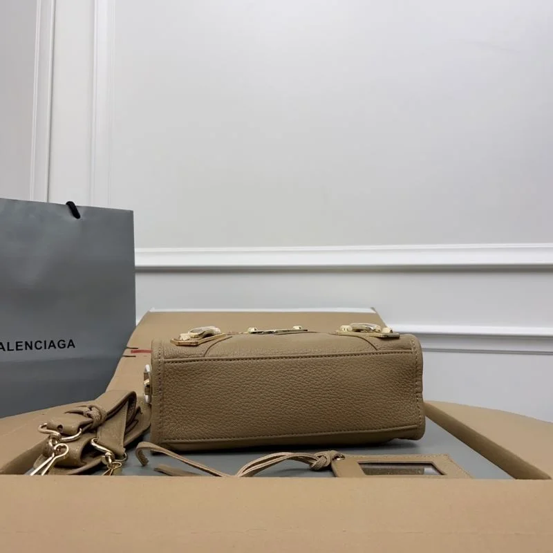 Trendsetting Balenciaga Gold Buckle Apricot Goat Leather Motorcycle Bag - 23cm 38289