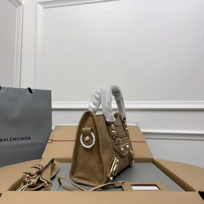 Trendsetting Balenciaga Gold Buckle Apricot Goat Leather Motorcycle Bag - 23cm 38289