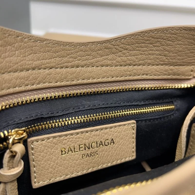 Trendsetting Balenciaga Gold Buckle Apricot Goat Leather Motorcycle Bag - 23cm 38289