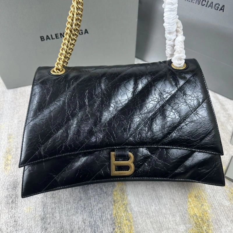 Minimalist Balenciaga Gold Crush Hourglass Chain Bag - Medium Embroidered Elegance 78694