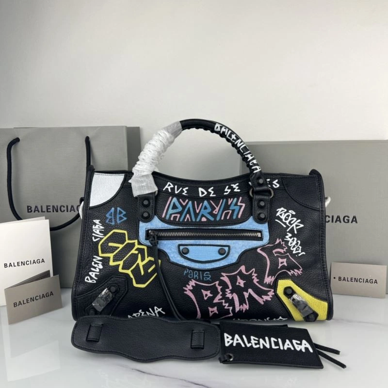 Balenciaga Graffiti 38cm Crossbody Handbag in Italian Goat Leather Colorful 78761