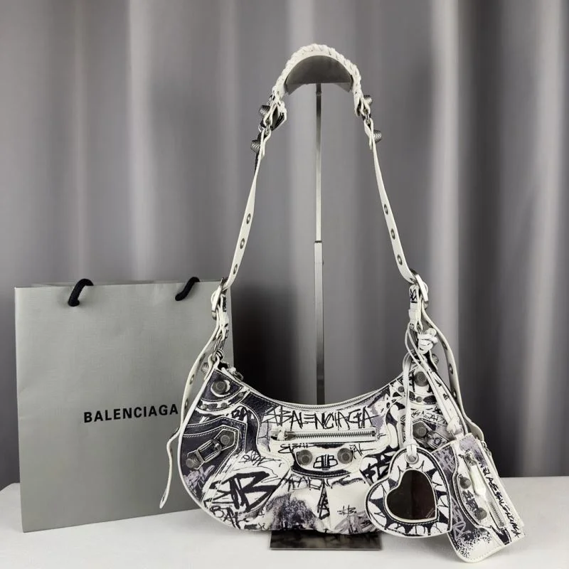 Efficient Balenciaga Graffiti Le Cagole Half-Moon Crossbody Bag 38333