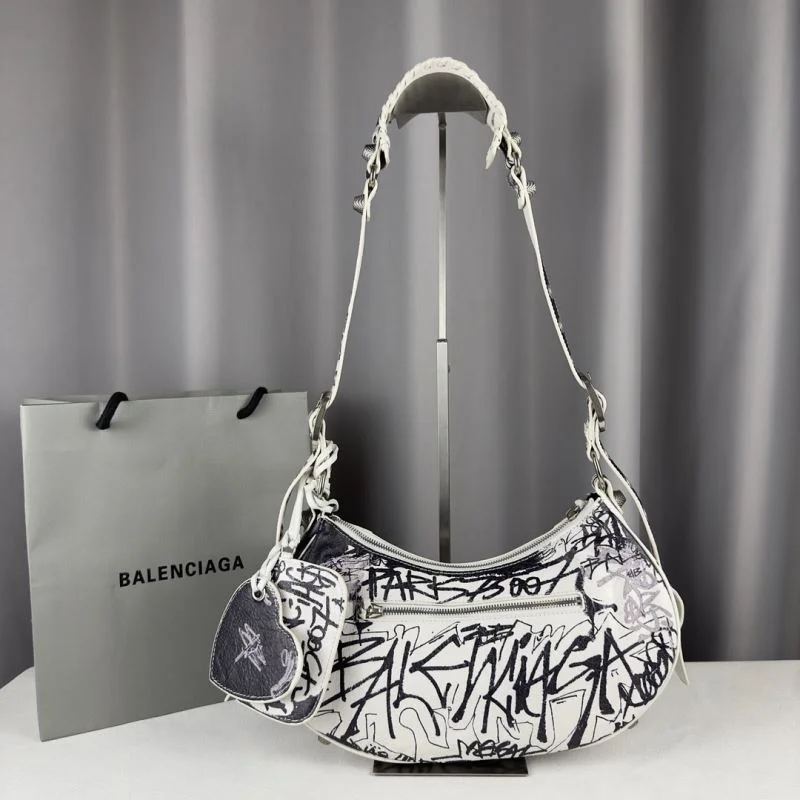 Efficient Balenciaga Graffiti Le Cagole Half-Moon Crossbody Bag 38333