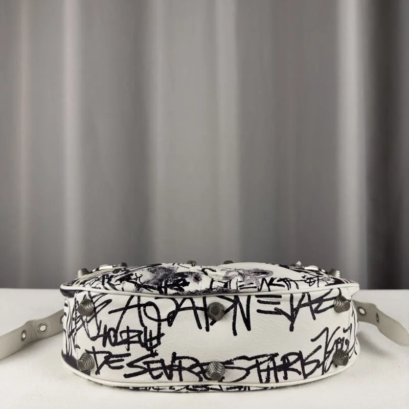 Efficient Balenciaga Graffiti Le Cagole Half-Moon Crossbody Bag 38333