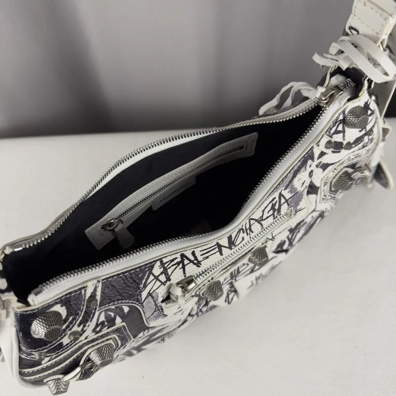Efficient Balenciaga Graffiti Le Cagole Half-Moon Crossbody Bag 38333