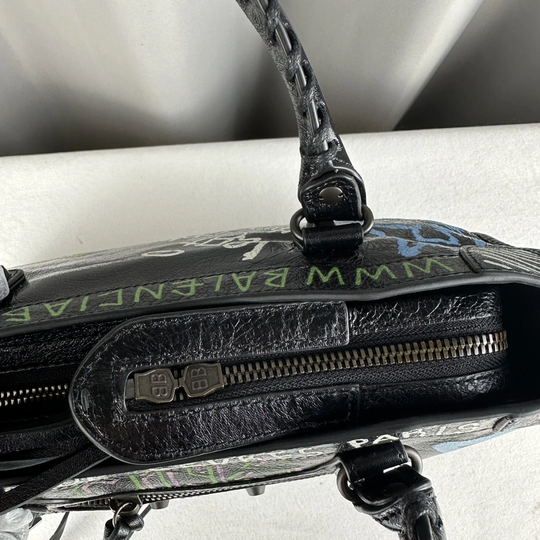 Balenciaga Graffiti Mini City Bag - Handcrafted Lambskin Delight Compact 60996