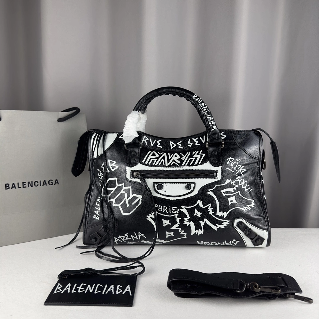 Balenciaga Graffiti Mini City Lambskin Replica Bag EasyCare 61071