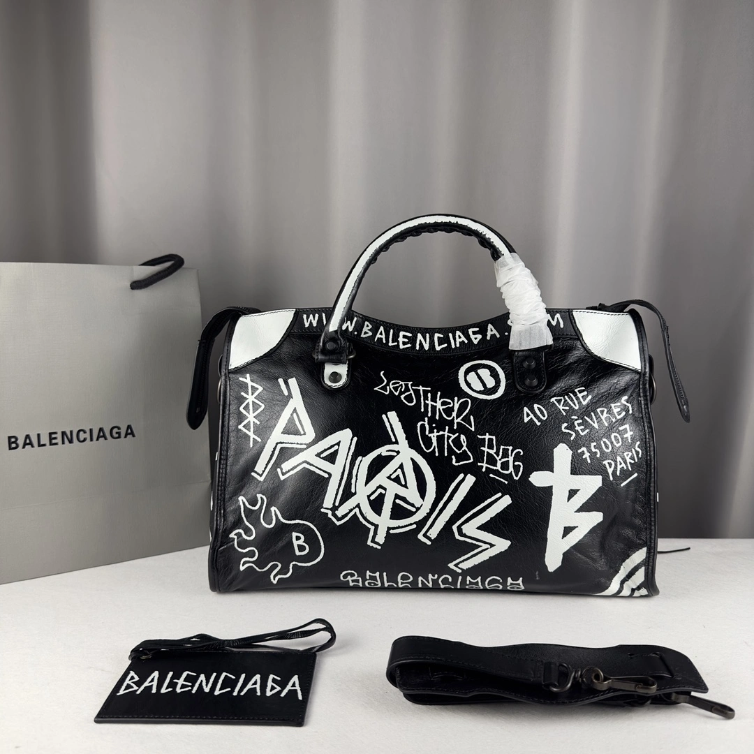Balenciaga Graffiti Mini City Lambskin Replica Bag EasyCare 61071