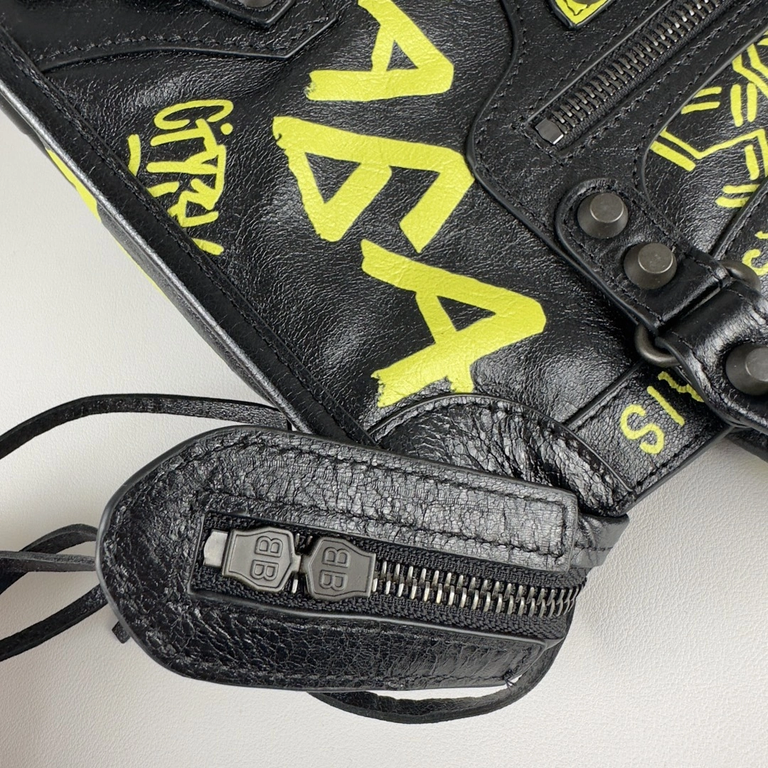 Breathable Balenciaga Graffiti Mini City Sheepskin Handmade Bag 61009