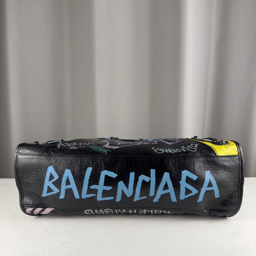 Balenciaga Graffiti Mini City Sheepskin Handmade Bag Snug 61005