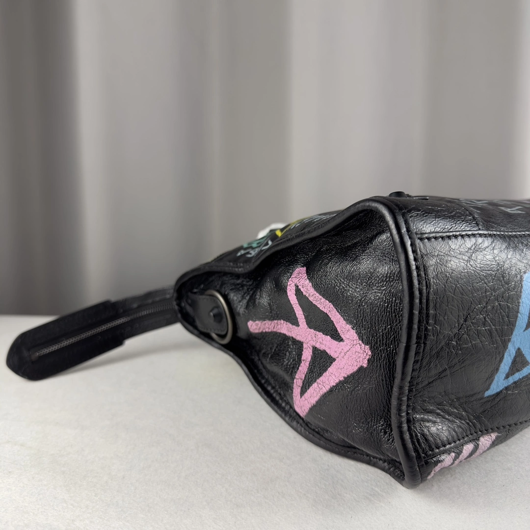 Balenciaga Graffiti Mini City Sheepskin Handmade Bag Snug 61005