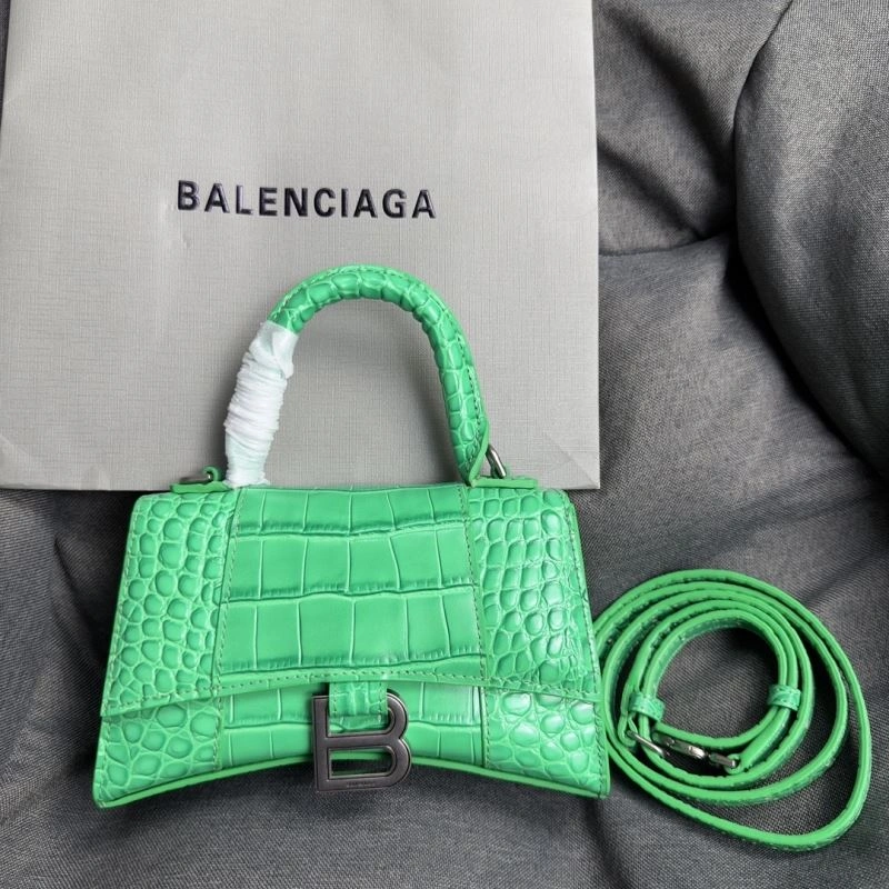 Balenciaga Grass Green Croc Pattern Hourglass XS Bag FreshLook 70009