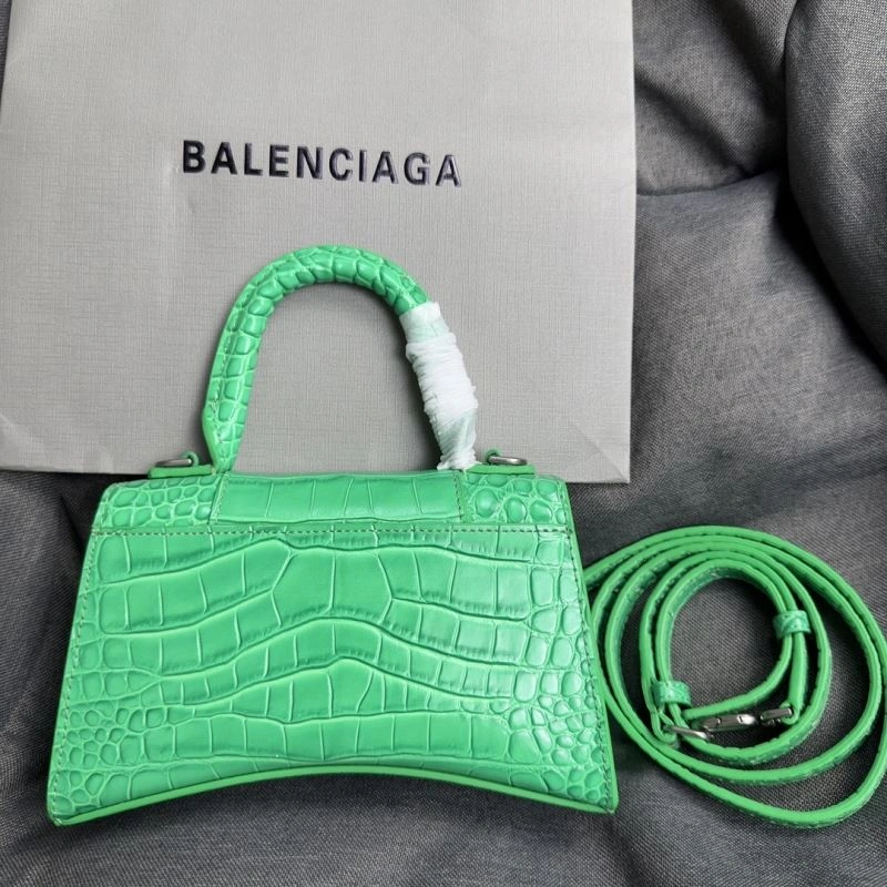 Balenciaga Grass Green Croc Pattern Hourglass XS Bag FreshLook 70009