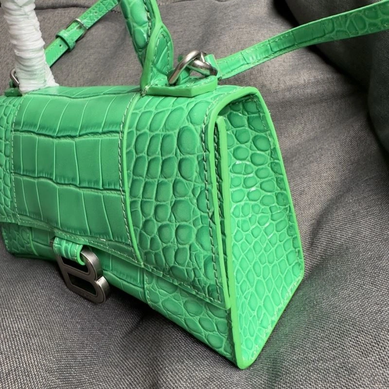 Balenciaga Grass Green Croc Pattern Hourglass XS Bag FreshLook 70009
