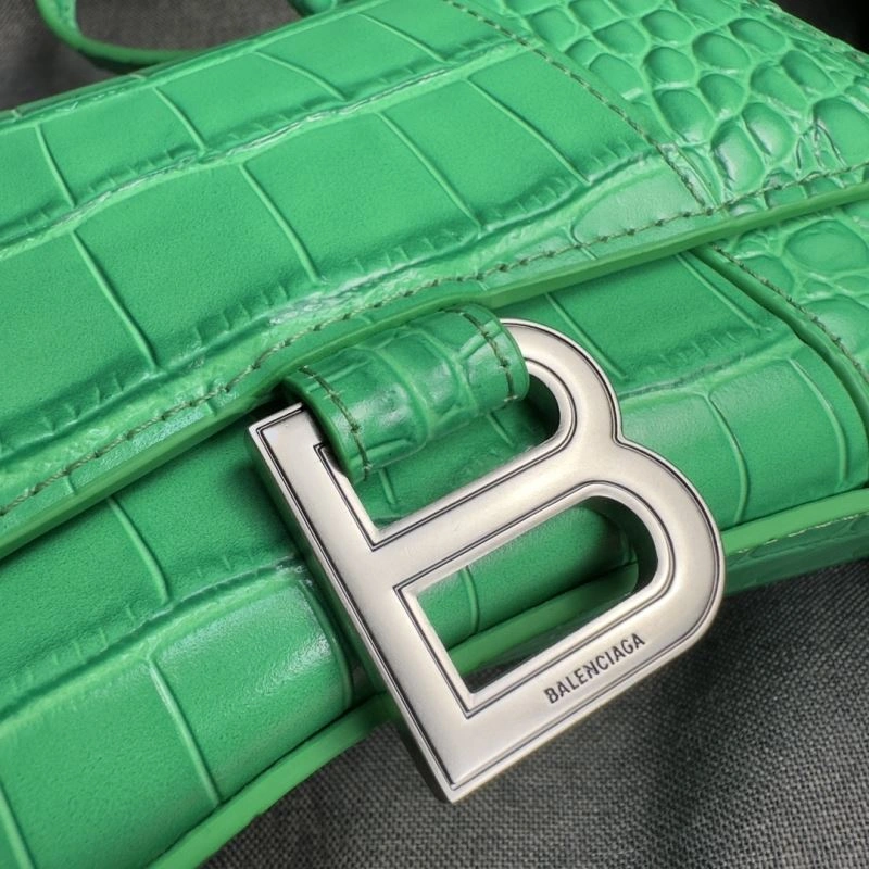 Balenciaga Grass Green Croc Pattern Hourglass XS Bag FreshLook 70009