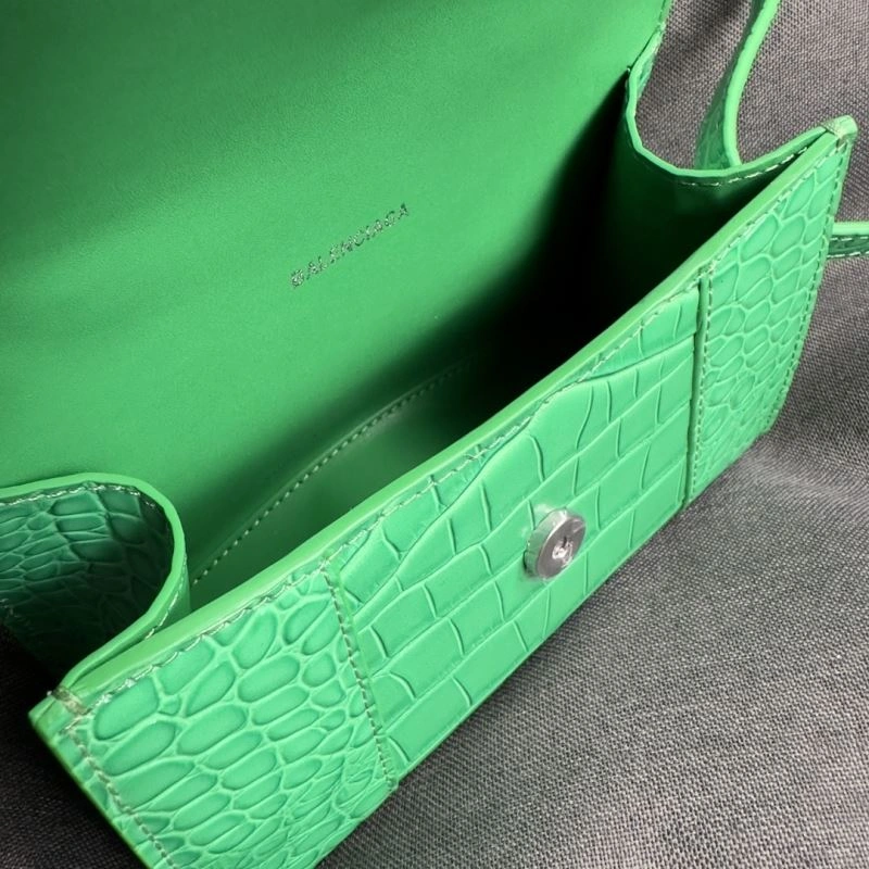 Balenciaga Grass Green Croc Pattern Hourglass XS Bag FreshLook 70009