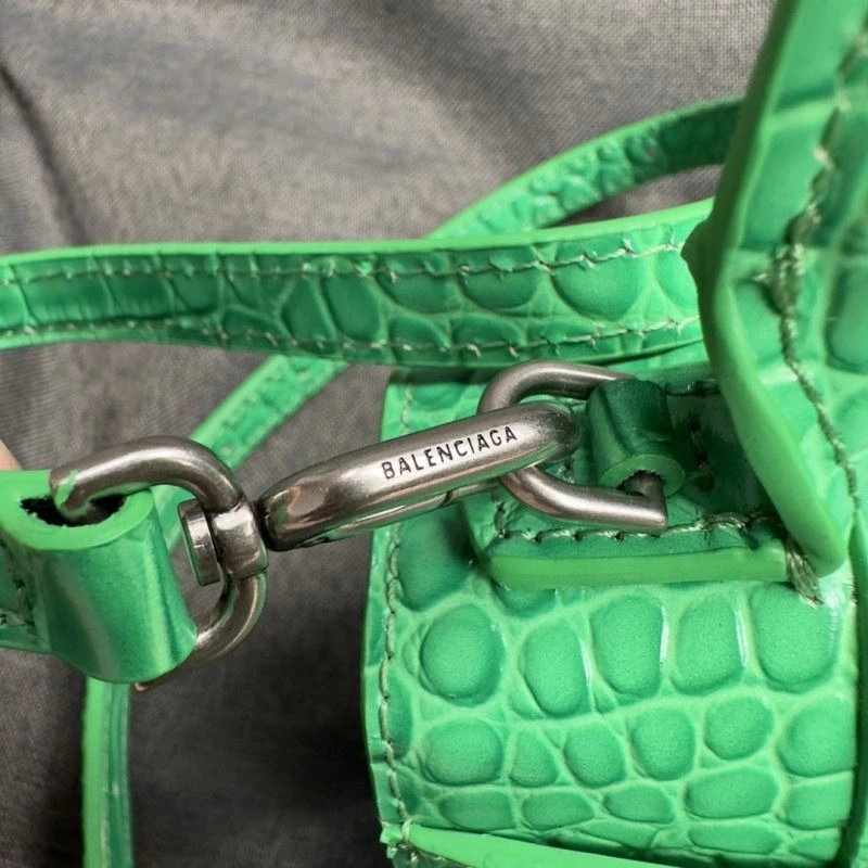 Balenciaga Grass Green Croc Pattern Hourglass XS Bag FreshLook 70009