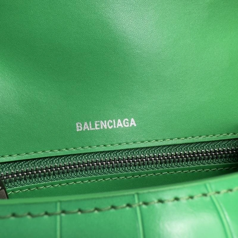 Balenciaga Grass Green Crocodile Pattern Hourglass Bag with Silver Buckle NewStyle 75281