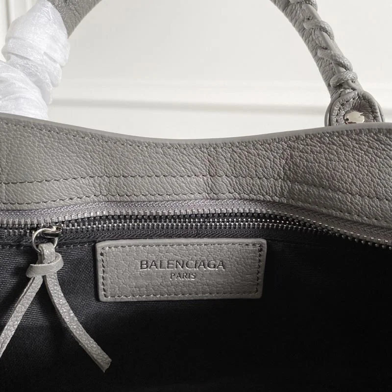 Balenciaga Gray Goatskin Motorcycle Bag with Silver Studs Comfortable 38322