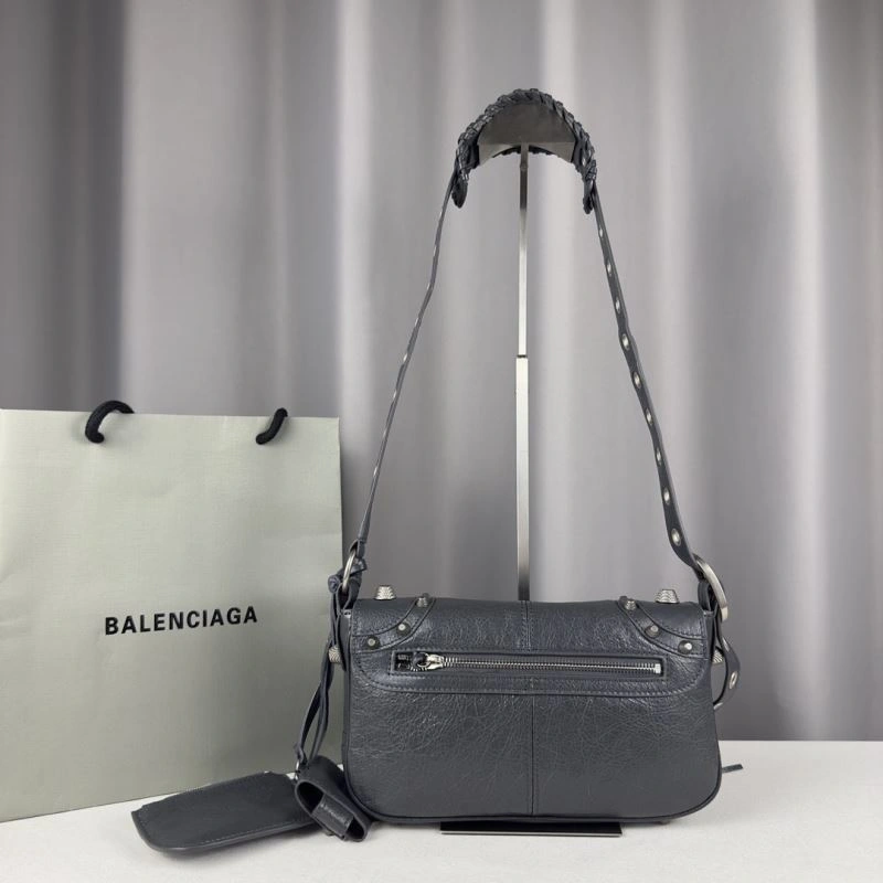 Balenciaga Gray Oil Wax Motorcycle Crossbody Bag with Pendant SoftTouch 70102