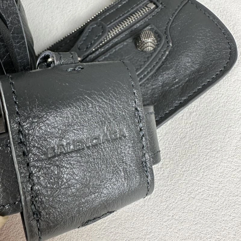 Balenciaga Gray Oil Wax Motorcycle Crossbody Bag with Pendant SoftTouch 70102