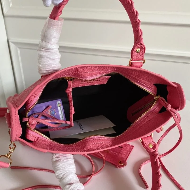 Balenciaga Gray-Pink Goat Leather Motorcycle Bag with Gold Studs - 30cm Practical 38323