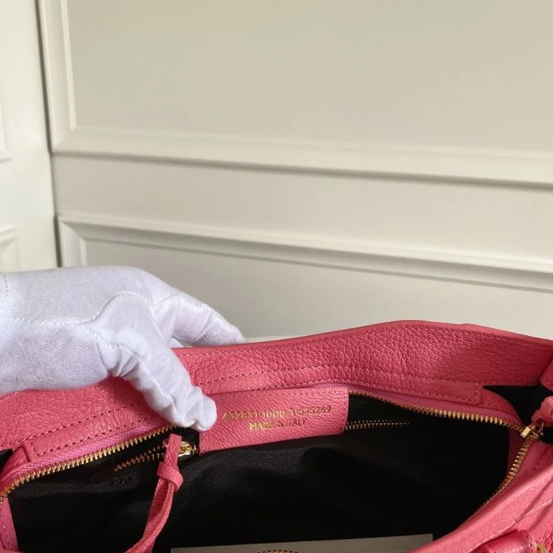 Balenciaga Gray-Pink Goat Leather Motorcycle Bag with Gold Studs - 30cm Practical 38323