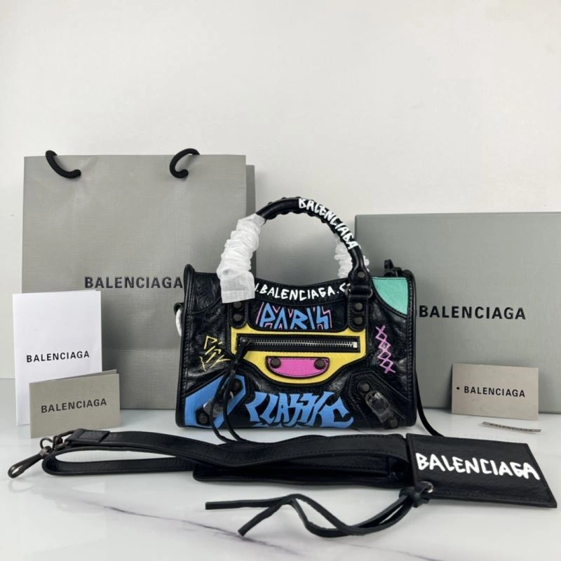 WrinkleFree Balenciaga Handmade Graffiti Mini City Bag - Luxurious Lambskin Design 78783