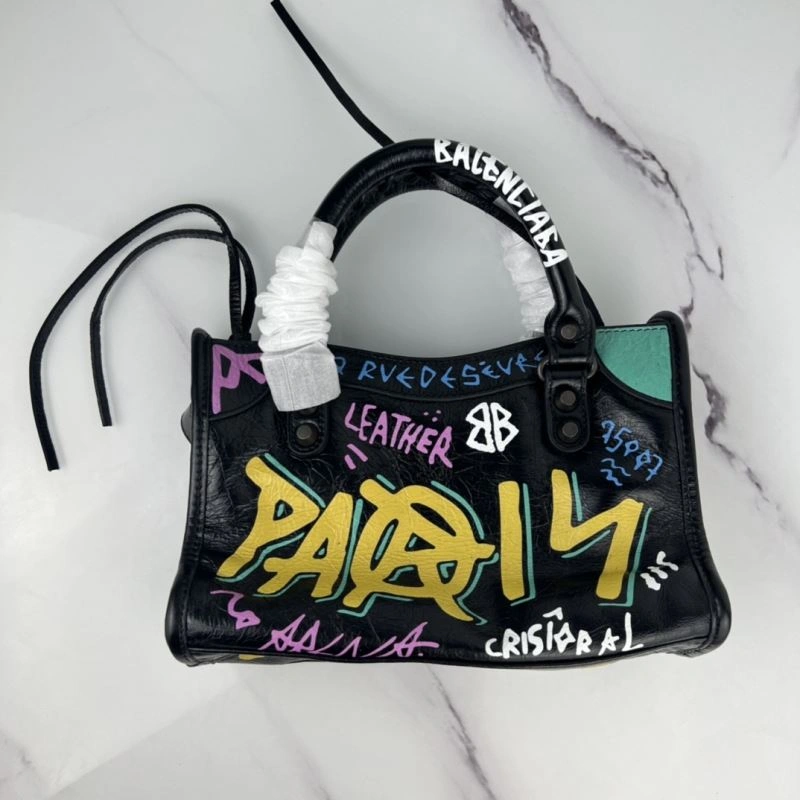 WrinkleFree Balenciaga Handmade Graffiti Mini City Bag - Luxurious Lambskin Design 78783