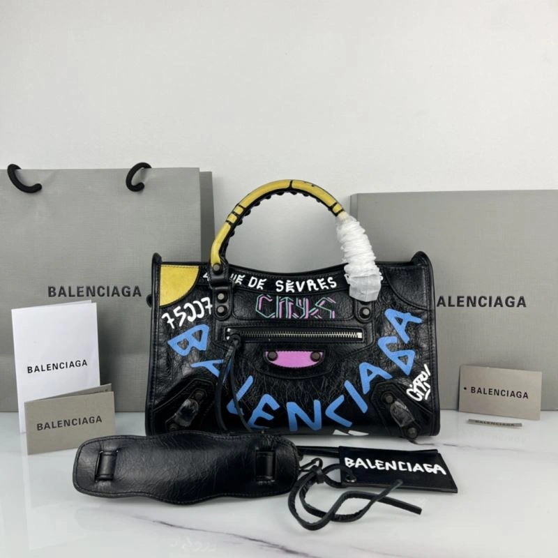 Balenciaga Handmade Graffiti Sheep Leather Bag - 30cm Cute Design Snug 78771
