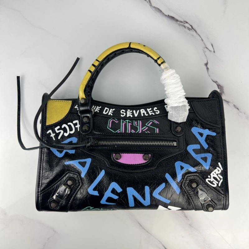 Balenciaga Handmade Graffiti Sheep Leather Bag - 30cm Cute Design Snug 78771