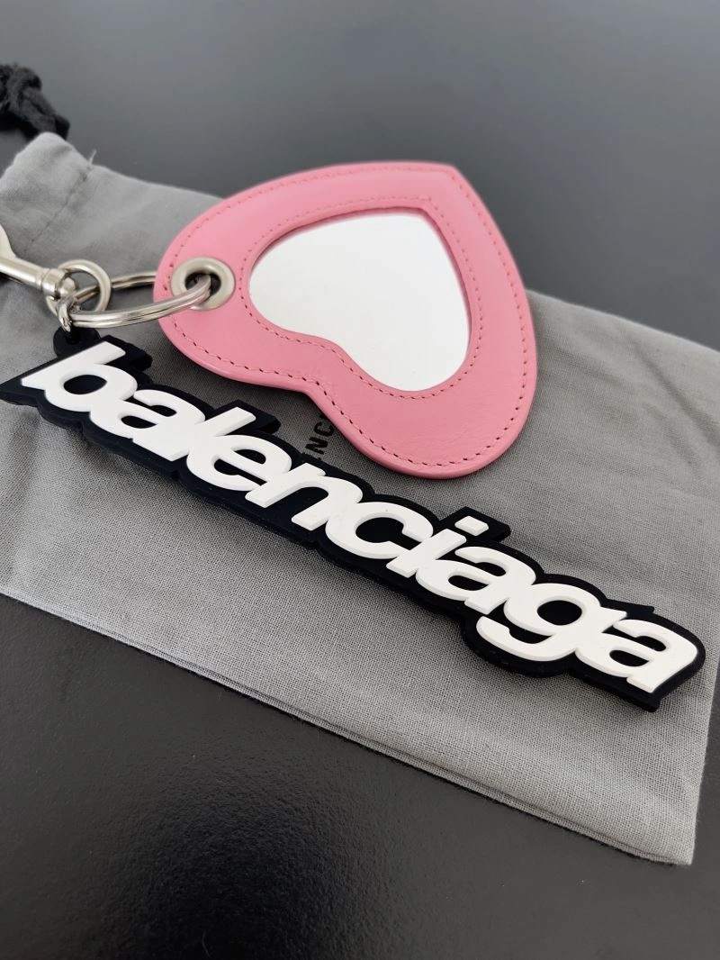 Balenciaga Heart Mirror Charm Keychain with Sheepskin Pendant Comfortable 70131