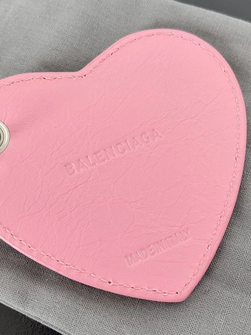 Balenciaga Heart Mirror Charm Keychain with Sheepskin Pendant Comfortable 70131