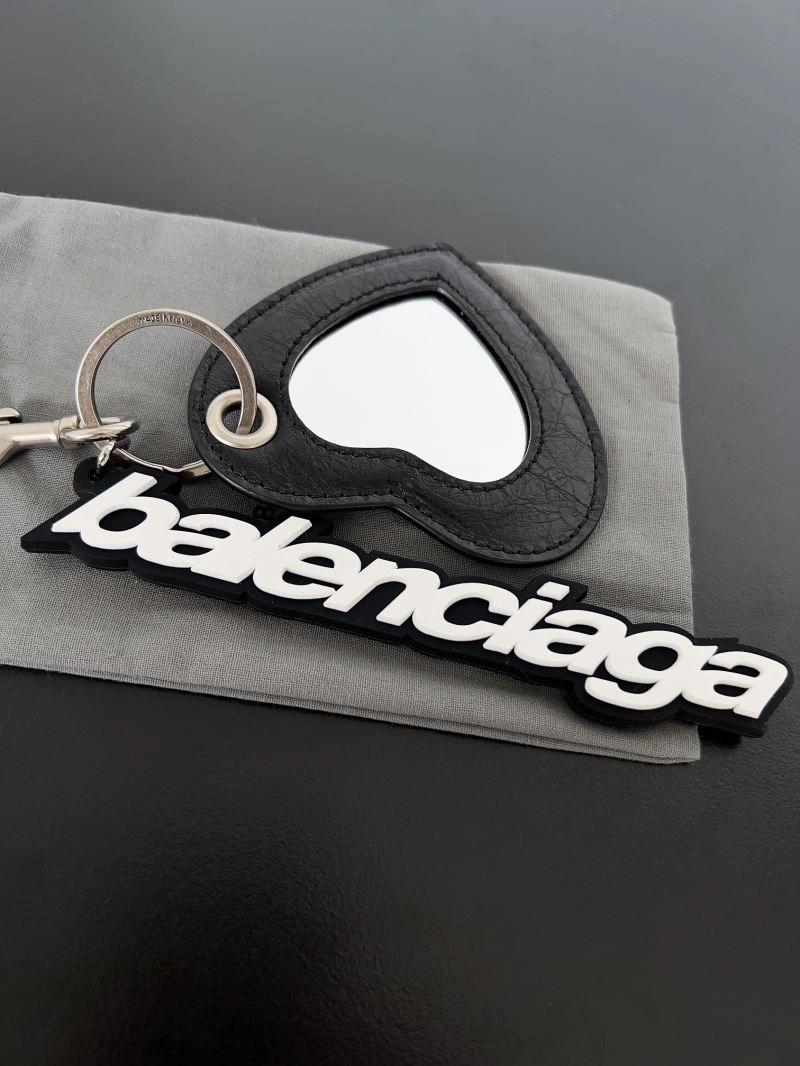 Balenciaga Heart Mirror Charm Keychain with Sheepskin Pendant Refined 70114