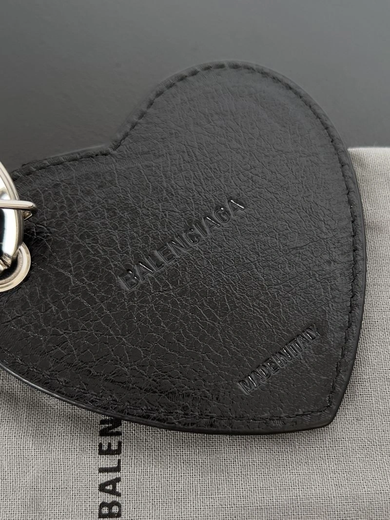 Balenciaga Heart Mirror Charm Keychain with Sheepskin Pendant Refined 70114