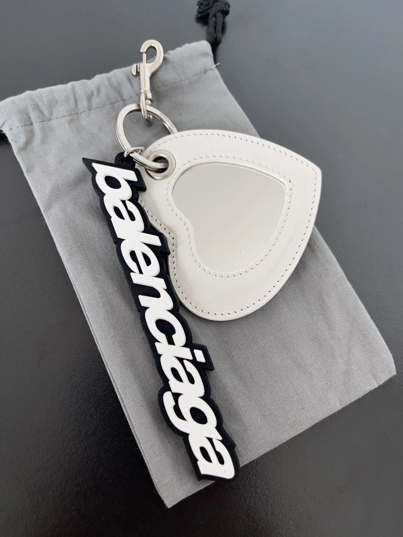 Stretchable Balenciaga Heart Mirror Keychain with Lambskin Charm 70129