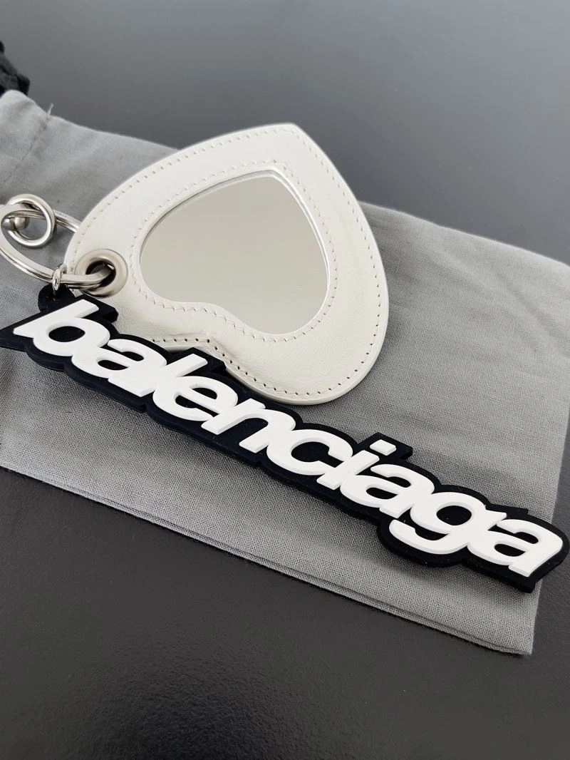 Stretchable Balenciaga Heart Mirror Keychain with Lambskin Charm 70129